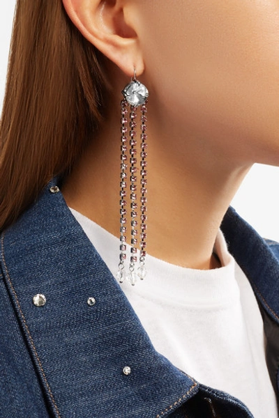 Shop Miu Miu Silver-tone Crystal Earrings