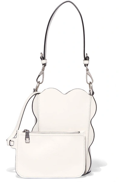 Shop Miu Miu Leather Bucket Bag In White
