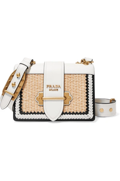 Prada Leather Cashier Bag White/ Black GHW