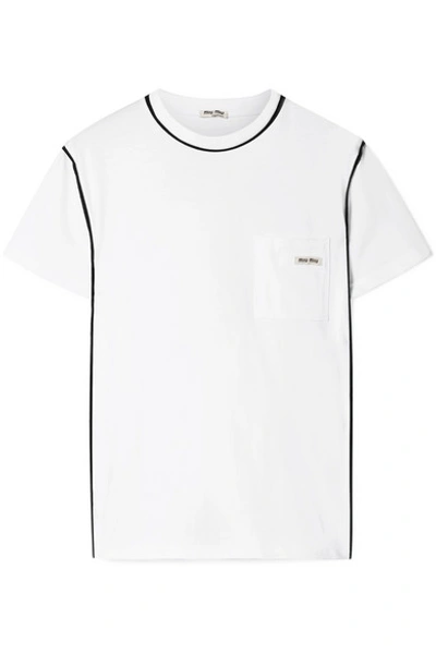 Shop Miu Miu Printed Cotton-jersey T-shirt In White