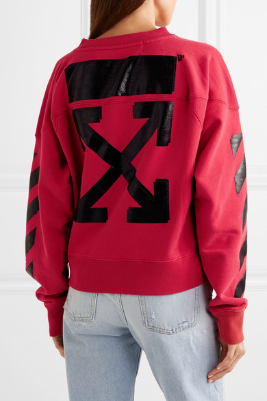 off white champion hoodie red