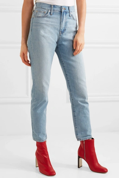 Shop Madewell The Perfect Summer Cropped High-rise Straight-leg Jeans In Light Denim
