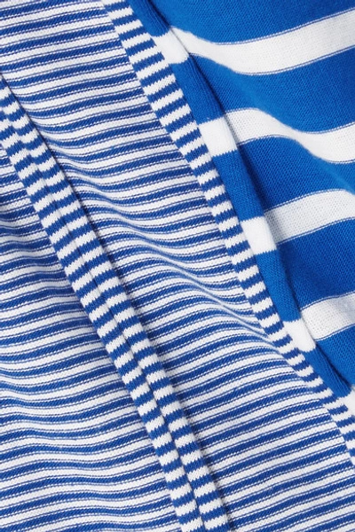 Shop Sjyp Striped Cotton-jersey Top In Blue