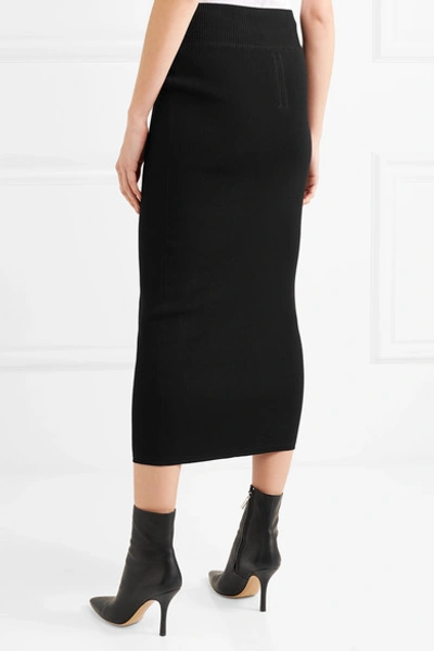 Shop Rick Owens Stretch-knit Midi Skirt In Black