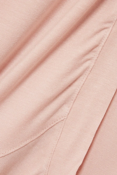 Shop Eberjey Ivy Ruffled Stretch-modal Jersey Robe In Blush