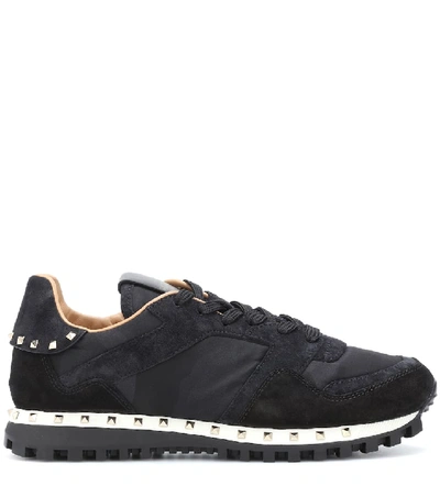 Shop Valentino Studded Camouflage Sneakers In Black