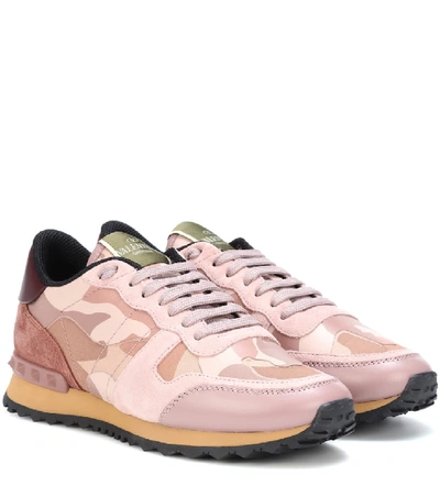 Shop Valentino Rockrunner Camouflage Sneakers In Pink