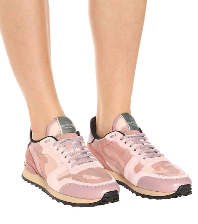 Shop Valentino Rockrunner Camouflage Sneakers In Pink