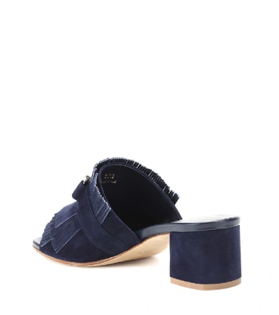 Shop Tod's Suede Sandals In Blue