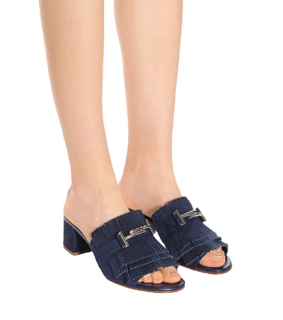 Shop Tod's Suede Sandals In Blue