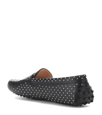 Shop Tod's Gommino Studded Leather Loafers In Black
