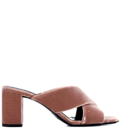 Shop Saint Laurent Loulou 70 Velvet Sandals In Pink