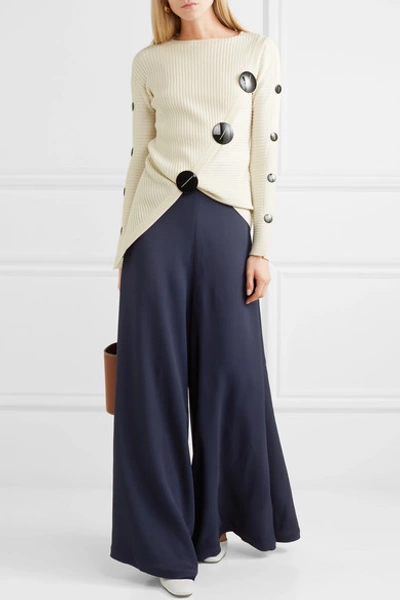 Shop A.w.a.k.e. Twill Wide-leg Pants In Midnight Blue