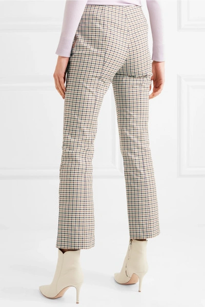 Shop Sonia Rykiel Studded Checked Woven Flared Pants In White