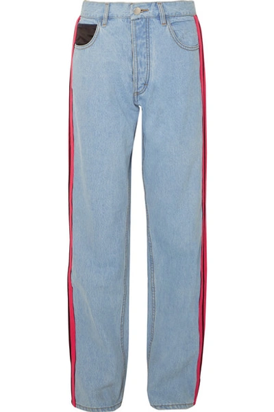 Shop Koché Striped Wide-leg Jeans In Light Denim