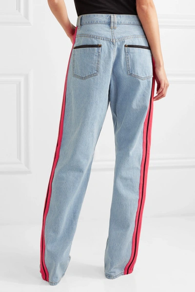 Shop Koché Striped Wide-leg Jeans In Light Denim