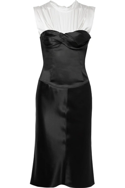 Shop Alexander Wang Layered Satin And Silk-blend Dress In Black