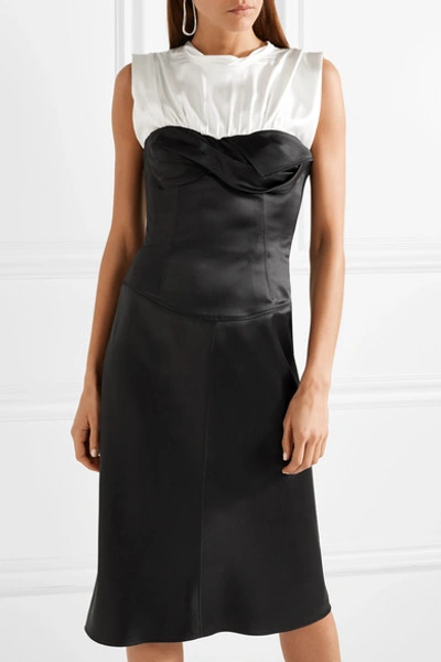 Shop Alexander Wang Layered Satin And Silk-blend Dress In Black