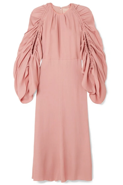Shop Roksanda Aruna Draped Piqué Midi Dress In Pink