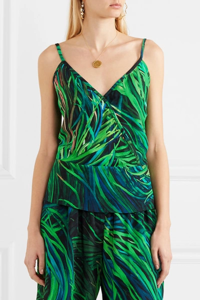 Shop Elie Saab Printed Silk-georgette Camisole In Green