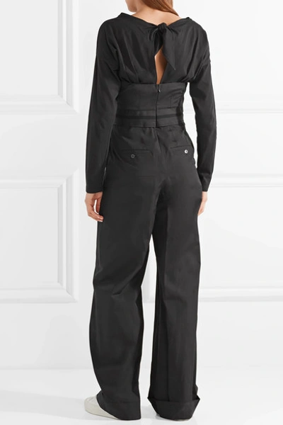 Shop Alexander Wang Layered Cotton-poplin And Jersey Jumpsuit In Black