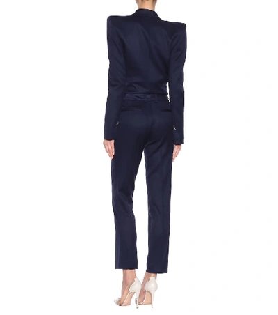 Shop Mugler Wool Trousers In Blue