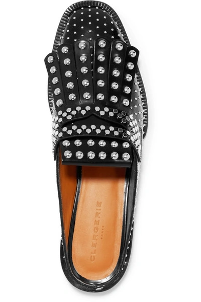 Shop Robert Clergerie Youla Embellished Leather Slippers In Black