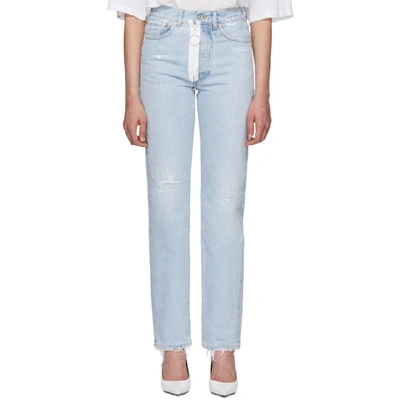 Shop Off-white Blue Straight-leg Jeans In 7101 Bleach