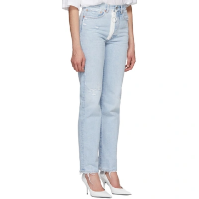 Shop Off-white Blue Straight-leg Jeans In 7101 Bleach