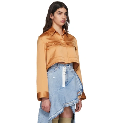 Shop Off-white Beige Pajama Cropped Shirt In 0303 Nude