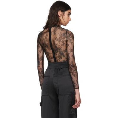 Shop Off-white Black Lace Crewneck Bodysuit In 1010 Black