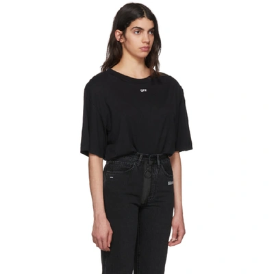 Shop Off-white Black Off Shoulder Pad T-shirt In 1001 Black