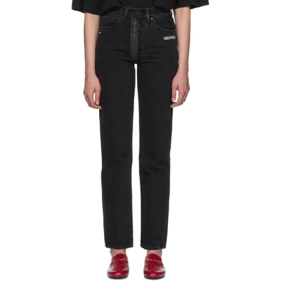 Shop Off-white Black Straight-leg Classic Vintage Jeans In 8601 Blk Wh