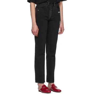 Shop Off-white Black Straight-leg Classic Vintage Jeans In 8601 Blk Wh