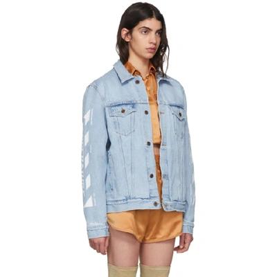 Shop Off-white Blue Denim Oversized Denim 'temperature' Jacket