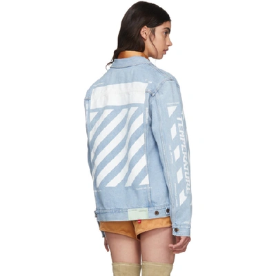 Shop Off-white Blue Denim Oversized Denim 'temperature' Jacket