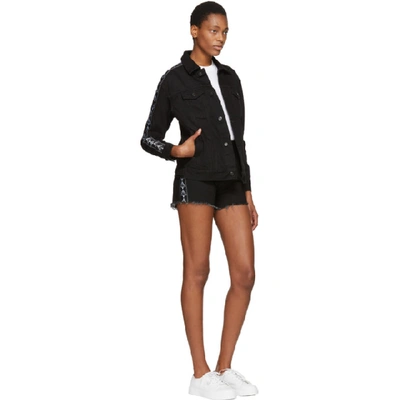 Shop Marcelo Burlon County Of Milan Black Kappa Editon Denim Shorts In 6710 Black