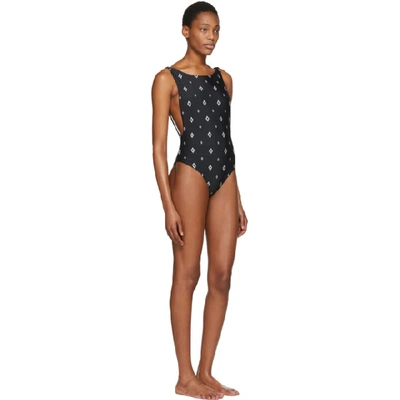 Shop Marcelo Burlon County Of Milan Black And White All Over Cross Swimsuit In 8800 Multic