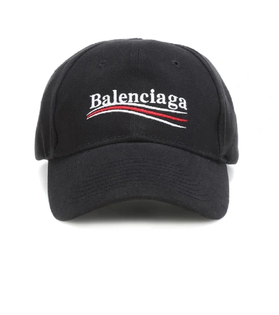 Shop Balenciaga Embroidered Cotton Baseball Cap