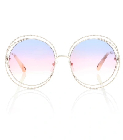 Shop Chloé Carlina Round Sunglasses In Multicoloured