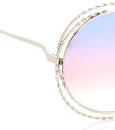 Shop Chloé Carlina Round Sunglasses In Multicoloured