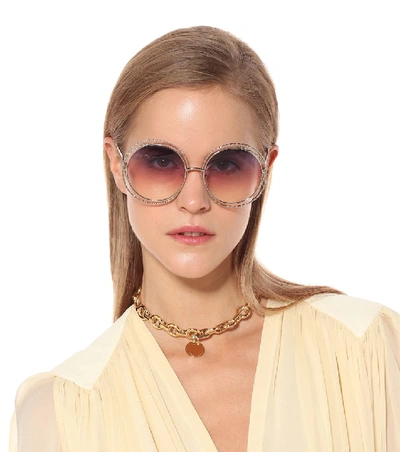 Shop Chloé Carlina Round Sunglasses In Multicoloured