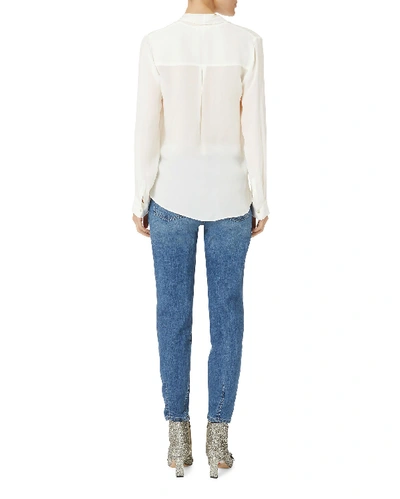 Shop L Agence Mariposa Twisted Silk Blouse In Ivory
