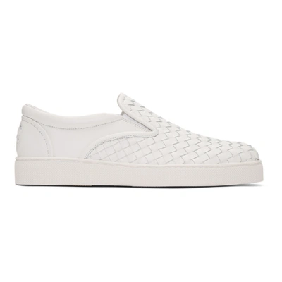 Shop Bottega Veneta White Intrecciato Dodger Slip-on Sneakers In 9000 White