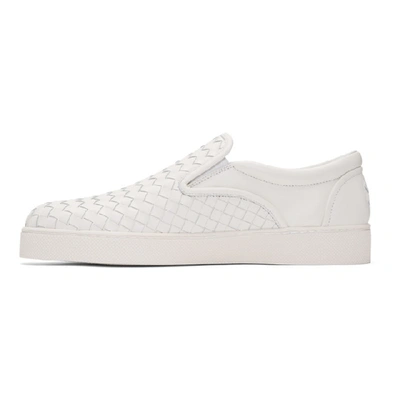 Shop Bottega Veneta White Intrecciato Dodger Slip-on Sneakers In 9000 White