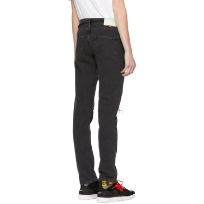 Shop Off-white Black Slim Zip Jeans In Black Red