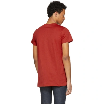 Shop Balmain Red Logo T-shirt In 132 Red