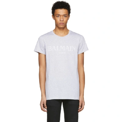 Shop Balmain Grey Logo T-shirt In 172 Grey