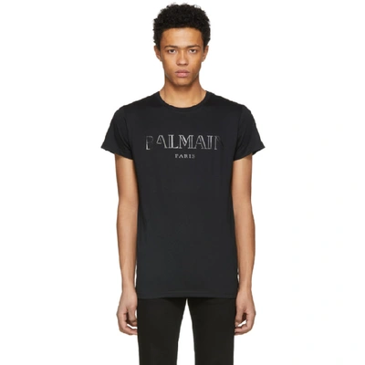 Shop Balmain Black Logo T-shirt