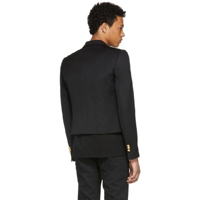 Balmain 6 Button Wool Spencer Jacket W/ Satin In Black | ModeSens